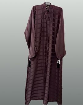 Self Color Stripe Style Abaya Front open Brown