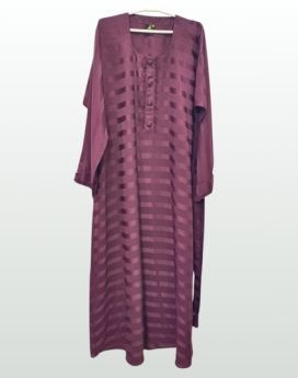 Self Stripes Abaya Front Close Maroon