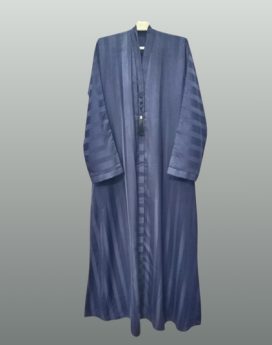 Self Stripes Abaya Front Open Blue