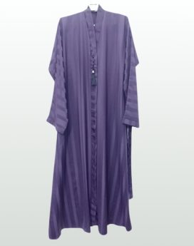 Self Stripes Abaya Front Open Purple