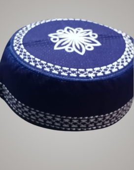 White Embroidery Namaz Cap Blue