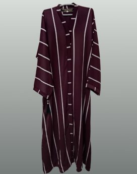 White Stripe Style Abaya Front open Maroon