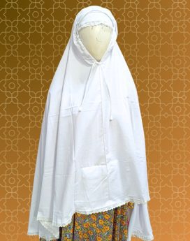 Cotton-Lace-Scarf-With-Cap-White