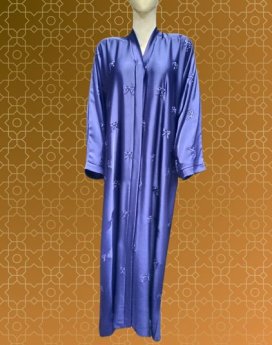 Bow Print Abaya Blue