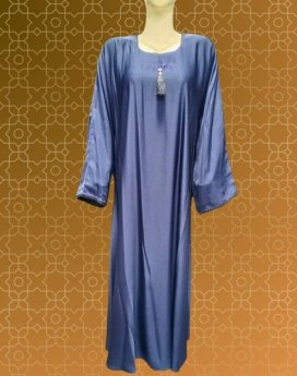 Simple Silk Design Abaya Blue